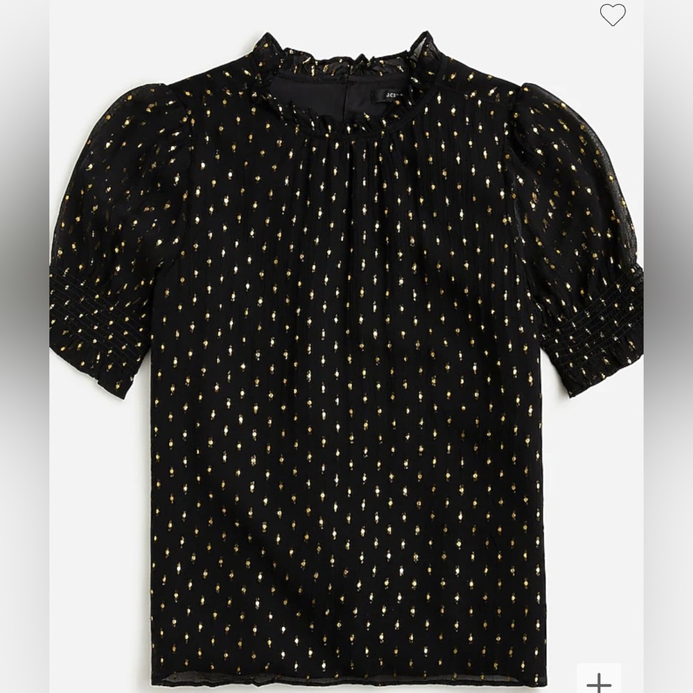 Jcrew Smocked puff-sleeve top in Lurex® chiffon